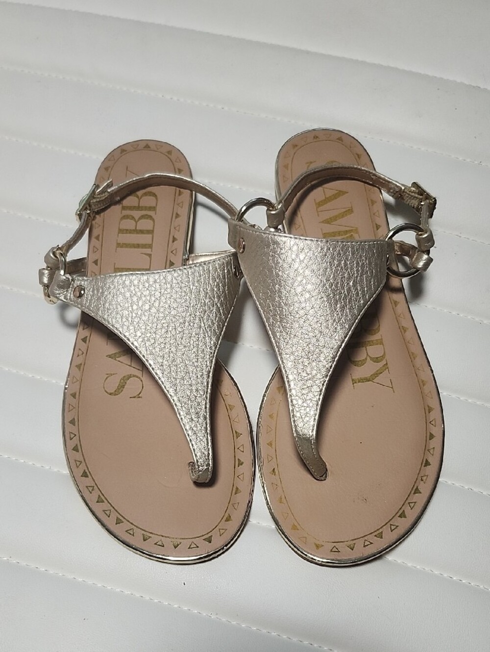 Sam Edelman Gold Leather Ankle-Strap Sandals